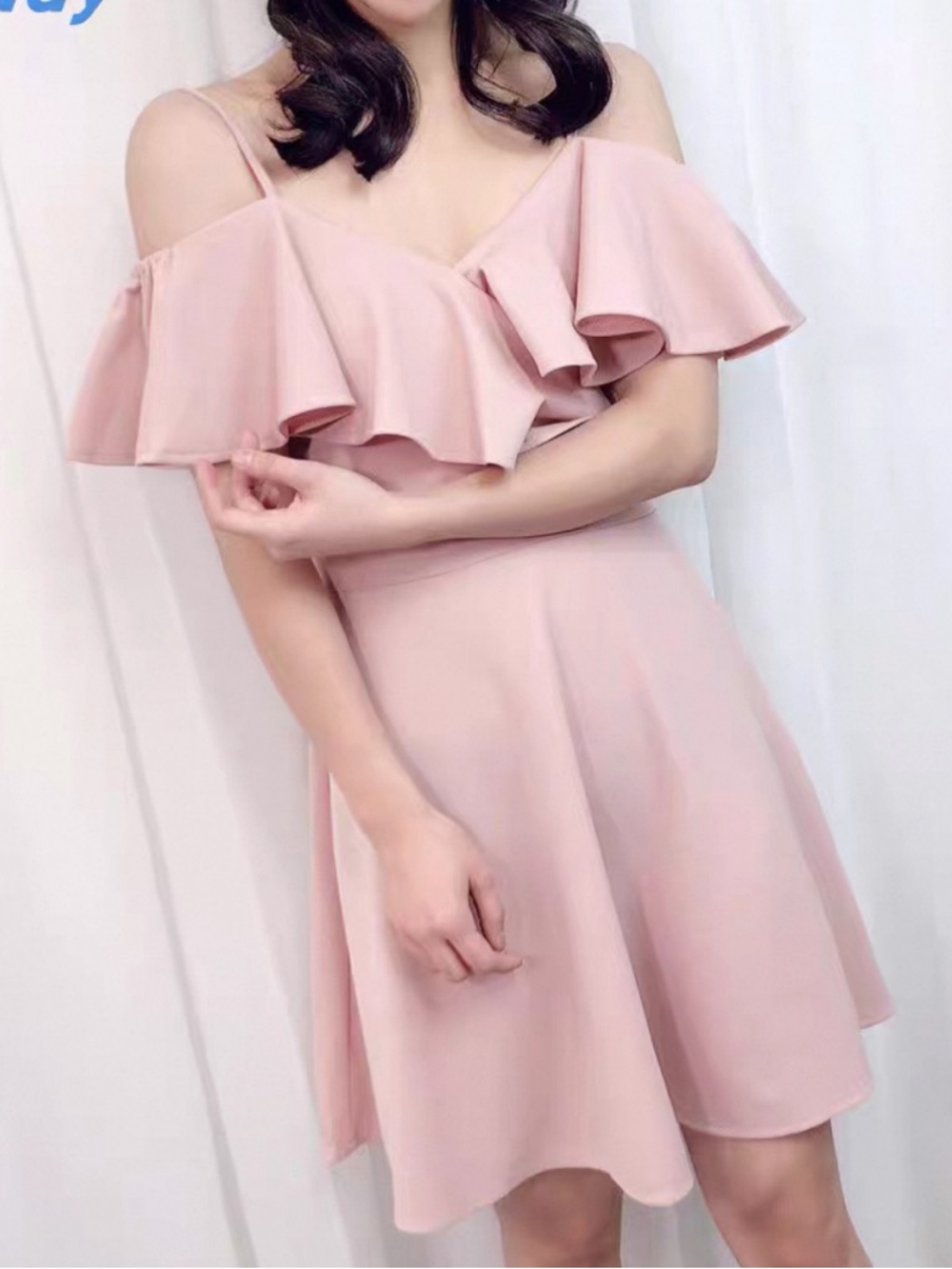 Coral Ruffle Off-Shoulder Dress - Picture 4 of 4